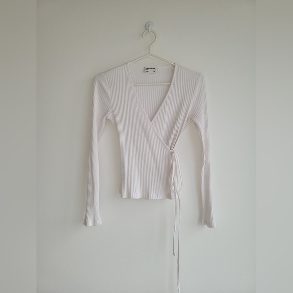Frank And Oak Crossover Rib Knit Top - M - Picture 1 of 5